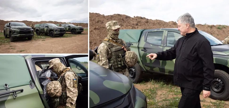 Регулярно выдают оккупантам билеты в ад, – Порошенко привез новые пикапы артиллеристам ВМС