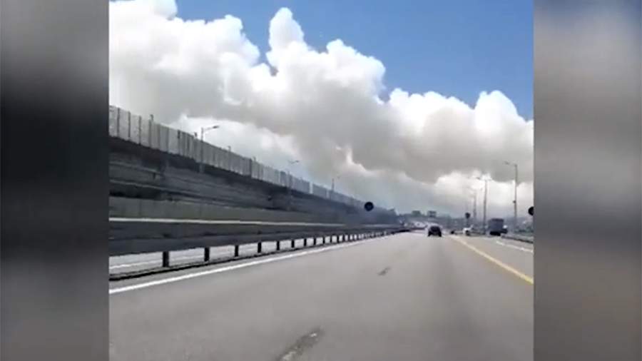 В Сети появилось видео ДТП на Крымском мосту, которое произошло из-за задымления