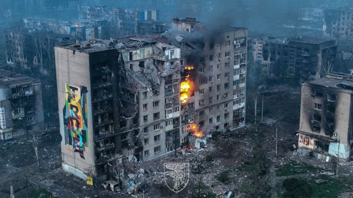 «Азов» показал новое видео разрушенного оккупантами Бахмута