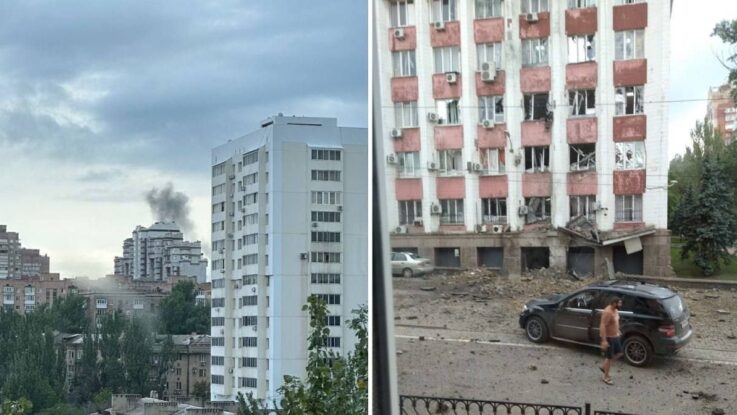 Донецк посетила "бавовна": прилетело в здание "МВД ДНР" (видео, фото)