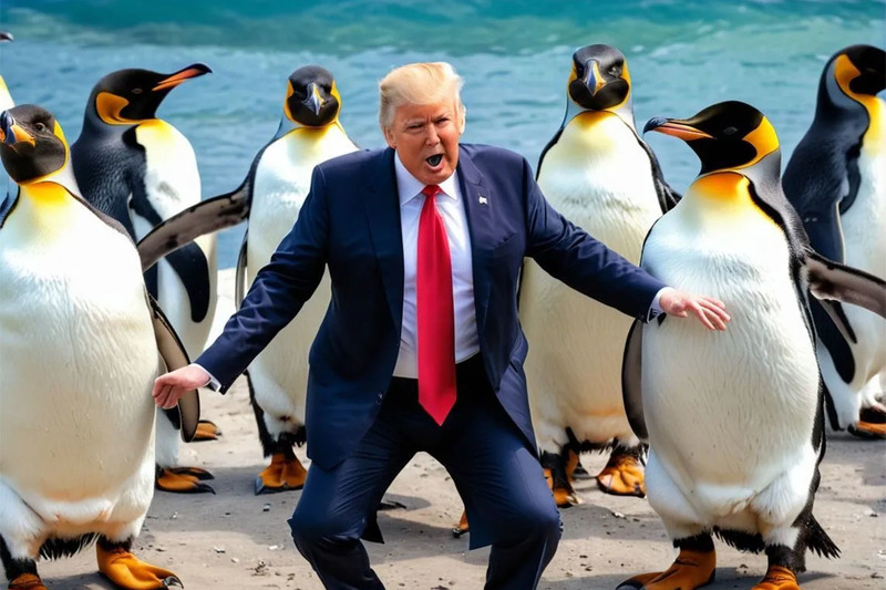Гордые пингвины, клюющие Трампа в задницу